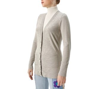 Club Monaco Cashmere Heather Gray Long Button-Up Cardigan Size Small
